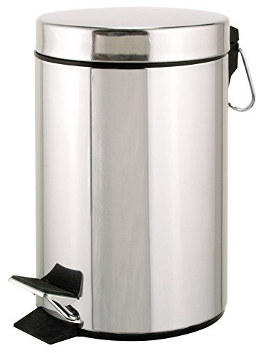 axentia Pattumiera a Pedale Cosmetici in Acciaio Inox capacità ca. 3 l, Cestino Spazzatura Rotondo con Coperchio, Ø ca. 17 cm x 25 cm, Argento