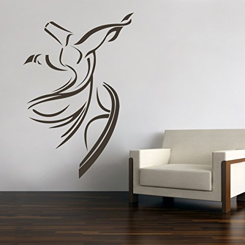 Mevlana Semazen Istanbul Türkiye Wandtattoo Wandaufkleber Wandsticker Wohnzimmer Auto Laptop Aufkleber Sticker (90 x 60 cm, Schwarz)