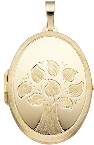 Jobo Damen-Medaillon Baum aus 14 Karat 585 Gold Oval zum Öffnen für 2 Fotos