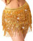 Baisdan Belly Dance Dancer Costume Sequin Tassel Fringe Hip Scarf Belt Waist Wrap Skirt Gold One Size