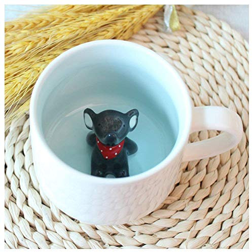 Hotmiss Keramiktasse mit Elefantenmuster und verstecktem 3D-Tier im Inneren, 340 ml, niedliches Cartoon, handgefertigt, für Kaffee-, Milch-Tee-Liebhaber