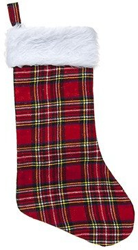 18 Tartan Christmas Stocking with Fur Trim - Christmas Stockings