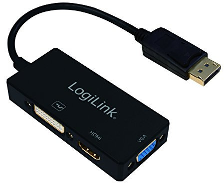 LogiLink CV0109 Adaptateur DisplayPort vers DVI/HDMI/VGA 4K Noir