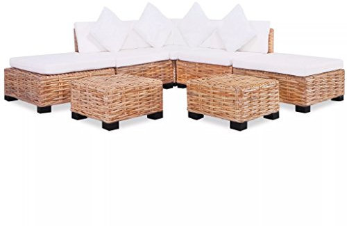 Festnight Gartenmöbel Set Gartengarnitur Sitzgruppe Lounge Garnitur 20-TLG. Rattan Natur