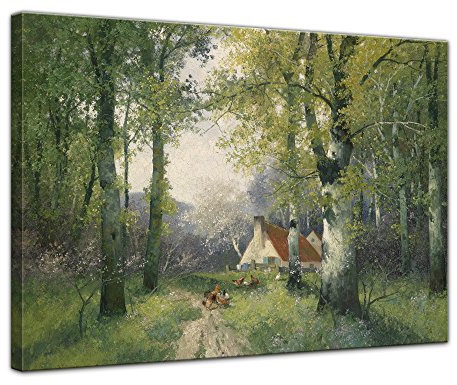 Bilderdepot24 Bild auf Leinwand | Adolf Kaufmann - Frühling in 60x50 cm als Wandbild | Wand-deko Dekoration Wohnung alte Meister | NEU-180226-60x50-fr
