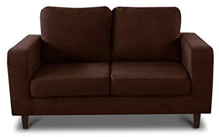 Sofa Kera 2-Sitzer - Velours Stoff, Holzfüße, Couch 2-er, Loungesofa, Sofagarnitur, Büro, Wohnzimmer (Braun (Cosmic 70))