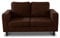 Sofa Kera 2-Sitzer - Velours Stoff, Holzfüße, Couch 2-er, Loungesofa, Sofagarnitur, Büro, Wohnzimmer (Braun (Cosmic 70))