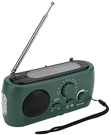 Keenso Radio Solar con Linterna LED, manivela Solar Radio Am/FM con Linterna LED Cargador de teléfono de Emergencia