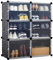 Mondeer Schuhschrank, Kunststoff Schuhablage mit 6 Fächer und 2 Reihen, DIY Schuhregal, Multifunktionaler Speicher, 83 * 31 * 93cm (Schwarz)