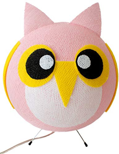 CREATIVECOTTON handgearbeitete LED Stehleuchte mit Lampenschirm aus Baumwolle (Eule Rosa)