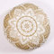 Popular Handicrafts Bodenkissenbezug – großer Hippie-Mandala-Pouf-Bezug rund mit weichen Pompons, Bohemian-Yoga-Dekor, aufwendiges Muster, 45,7 cm, Gold