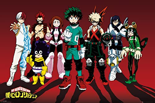GB eye My Hero Academia Line Up 61 x 91,5 cm / 24,2 x 35,8 Zoll Maxi-Poster – Gerollt geliefert – Kunstposter – Wandposter – Poster & Drucke | My Hero Academia Merchandising