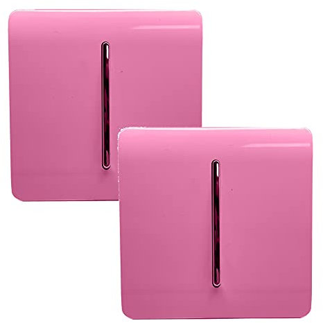 Trendi 1 Gang 2 Way Artistic Modern Glossy 10 Amp Rocker Tactile Light Switch Pink (2 Pack)