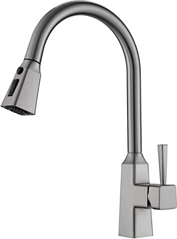 TIMACO Wasserhahn Küche mit Ausziehbare Brause Küchenarmatur 360° Schwenkbar Mischbatterien für Küche Armatur Einhandmischer für Küchen Spüle Spültischarmatur,Gebürsteter Nickel