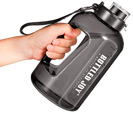Acxilexy Bouteille D'eau de Sport, 1.5L Bouteille avec Marquage du Temps sans BPA Water Bottle avec Brosse de Nettoyage Gourde Sport avec Poignée pour Bureau Gym