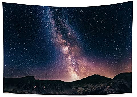 YONGFOTO 100x70cm Sternenklarer Himmel Wandteppich, Mysteriöse Nebel Sterne Galaxy Natur Nacht Landschaft Wandteppiche Universum Berge Wandbehang Tapisseriefür Wohnheim Schlafzimmer Büroeinrichtung