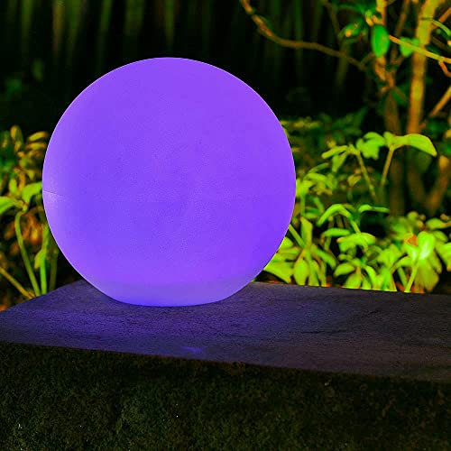 Dapo 2x Hochwertige LED-Außen-Garten-Solar-Kugel-Leuchte BIRTA mit Spieß, USB-Kabel und Fernbedienung, Reichweite 6m, Kunststoff, 2 x LED farbechselnd-tageslichtweiß, IP44, (Durchmesser 25cm)