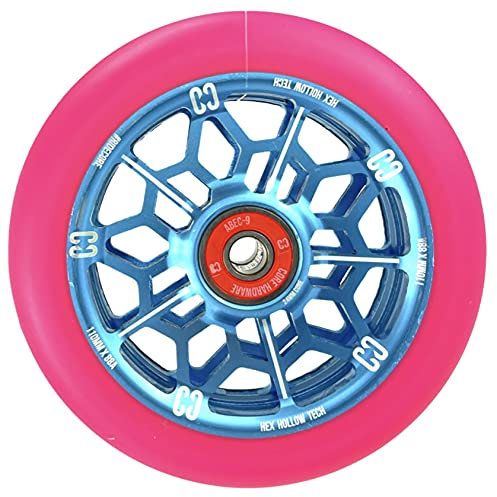 Core Hex Hollow Stunt-Scooter Rolle 110mm I Kinder I Trick I Tret I Roller I Rollen I Rad I Ersatz I Wheel (Hex Hellblau/Pink)