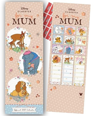 Disney Calendar For My Mum 2026 Slim Wall hanging Calendar Gift Present with Free Organising Stickers Included