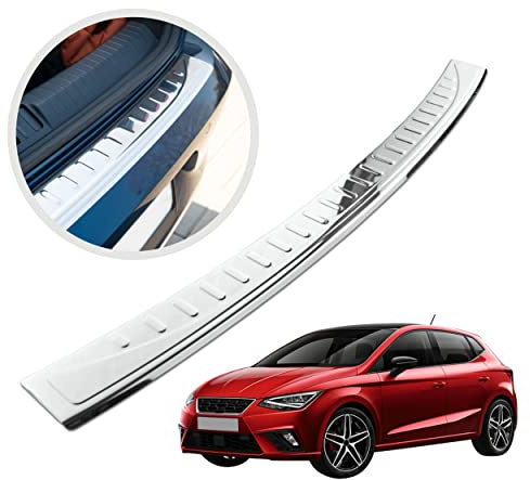CHROMEMASTER | Ladekantenschutz Stoßstangenschutz | Kompatibel mit Seat Ibiza 5 6F 5 türen HB 2017- ; Edelstahl Poliert/Chrom; Unsere Lackschutzleiste Sichert den Heckstoßfänger vor Kratzern