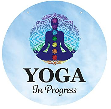Yoga In Progress Sign - Chakra Symbols, Namaste, Door Plaque, Yoga Teacher Gift, Yoga Class