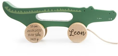 Elfenstall personalisierbares Trixie Baby Nachziehtier mit Wunsch-Namen und Datum