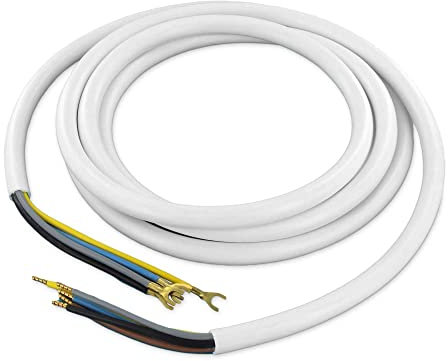 DL-pro H05VV-F - Cable de conexión para cocina (3 m, 5 x 2,5 mm², cable redondo para cocina y horno con placa de cocción, H05VV-F), color blanco
