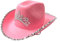 Bozaap Chapeau de cowgirl rose, chapeau de cowboy en feutre, chapeau de cowboy à bord en plumes duveteuses avec cordon de serrage au cou, accessoires de déguisement pour femme