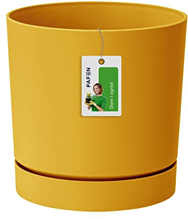 Prosperplast Blumentop Pflanzkübel - 13 x Ø 12,8 cm - Blumenkübel mit Untersetzer Rund Tubo P 1,2l, Gelb, DPOP130