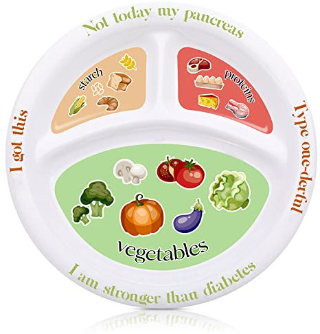 Diabetic Portion Control Plate Divided Plates for Adults with Protein, Carbs and Vegetables Diet Plate Portion Size Dishes Nutrition Plate for Balanced Eating Kitchen Food Serving(2 Pack)