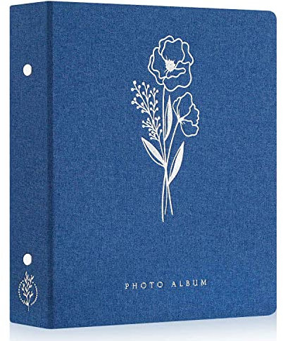 Lanpn Fotoalbum 10x15 400, Leinen Einstecken Einsteckalbum für Hochformat Fotos Bilder Blau