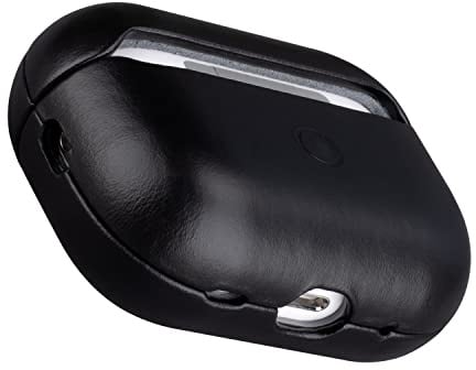 Maogoam Echt Leder Hülle für AirPods Pro 2 (2. Gen 2022-2024), Hochwertige Leder Schutzhülle Case, Kristallgeölte Rindernarbenlede, Robuste Hartschale & Patina Oberfläche, Glänzendes Schwarz