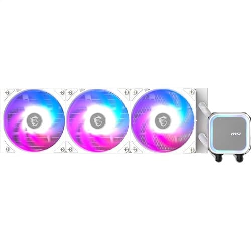 MSI MAG CORELIQUID A13 360 Dissipatore a liquido AIO, copertura totale della CPU, design migliorato del canale dell’acquaM CycloBlade 7, radiatore a flusso diviso, ventole con cuscinetto Rifle