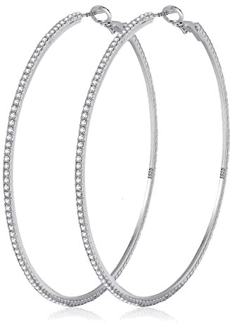 MOROTOLE 925 Sterling Silber Strass Hoop Ohrringe Mode dünn Silber Strass Hoops Hypoallergene große Silber Hoops Ohrringe für Frauen Mädchen Schmuck Geschenke 20/30/40/50/60/70mm Silber Creolen