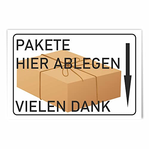 INDIGOS UG - Schilder - 297x210mm - Schild DIN A4 40 Stück - Pakete hier ablegen - Aluverbundplatte - für Garage, Hotel, Parkplatz, Schule, Carport, Firma
