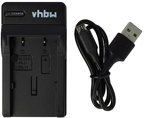 vhbw Ladegerät kompatibel mit Canon NB-2LH, NB-2L18 Kamera Camcorder/Akku - Ladeschale, Ladestandsanzeige