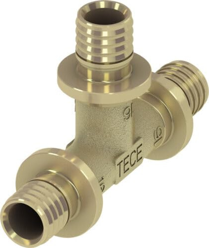 Tece 16/20/25/32 DVGW Messing Wandscheibe Winkel Kupplung T-Stuck (T-Stück Standard Messing, 20x20x20 (Nr.760020))