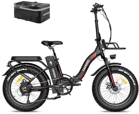 Fafrees 1080Wh Electric Bike, Folding Electric Bike WITH 48V 22.5Ah Removable Battery, 100KM Mileage Ebike for Adults, 20 * 4.0 Electric Mountain Bike 7 Speed Gears, Official F20 Max 2024 Black