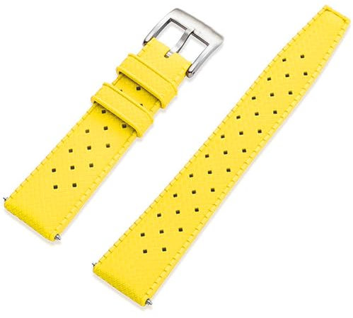 Niziruoup Uhrenarmbänder 22mm Tropical Original FKM Fluorkautschuk Armband mit Schnellverschluss Belüftete Weiche Langlebig FKM Kautschuk Ersatzarmbänder, Uhrenarmband für Uhr, Gummi, Gelb