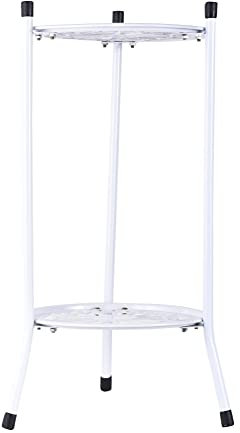 Yusheng Soporte Alto de Metal para Plantas - Soporte múltiple de 2 Niveles para Interior y Exterior | Soporte de Maceta para Interior y Exterior para decoración de jardín de Esquina de Patio