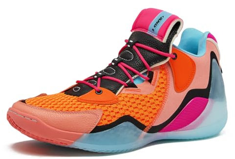 AND1 Override Men’s Basketball Shoes, Indoor or Outdoor Basketball Sneakers for Men, Street or Court, Size 7 to 16, Orange/Abendrot im Zickzackmuster (Sunset Chevron), 9 Women/7.5 Men