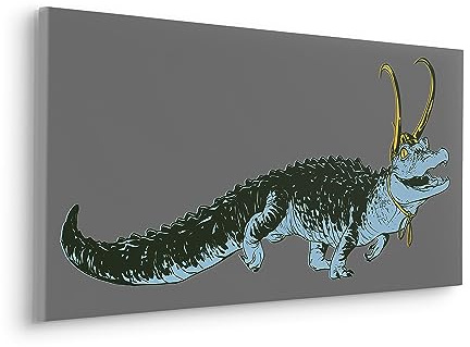 Komar Keilrahmenbild im Echtholzrahmen - Loki Alligator Variance - Größe 90 x 40 cm - Bild, Leinwandbild, Marvel, Kinderzimmer