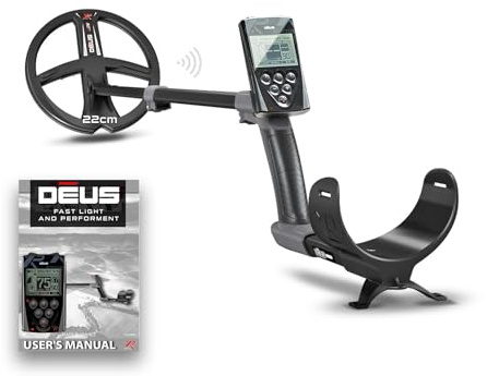XP Metal Detectors Deus - regenfest und 100% kabellos, für die Suche nach Schätzen und Relikten - Suchspule X35 22 cm (35 Frequenzen), Fernbedienung, Kopfhörer WS5 und S-Teleskop-Stab (DEUS-22X35RC)