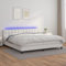 NITCA Boxspringbett 200 x 200 cm mit Matratze und Led Bett Komplett Polsterbett 200 x 200 cm Mit Matratze Bett Mit Led Boxspringbett Led Schlafzimmerbett Doppelbett Komplett Weiß-21 Kunstleder