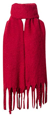 AMhomely Roter Schal, Strick, Quaste, Schal, Strickmuster, einfarbig, dick, winddicht, Halswärmer, großer Kaschmir-Strickschal, 01 rot, One size