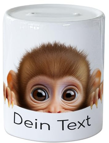 GRAZDesign Spardose Baby AFFE mit Name personalisiert, Geldgeschenk für Mädchen und Jungen aus Keramik