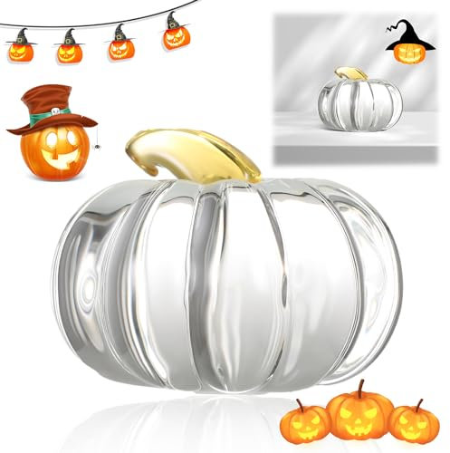 EUIOOVM Zucca di cristallo regalo di San Valentino, decorazione in vetro trasparente, mini zucca centrotavola ornamentale, da collezione, decorazione per la casa e l'ufficio, ottimo regalo per la