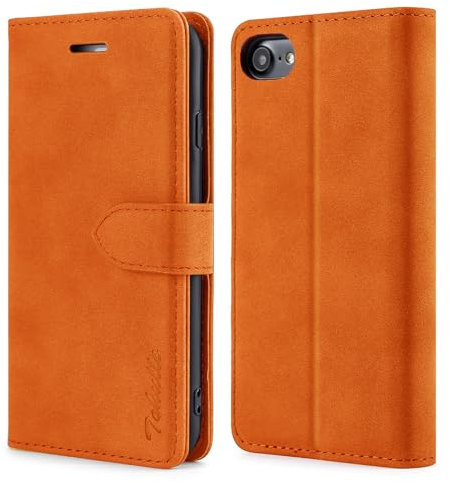 TOHULLE Case for iPhone 7 iPhone 8 iPhone SE 2020, Premium PU Leather Wallet Case with Card Holder Kickstand Magnetic Closure Flip Folio Case Cover Compatible with iPhone 7/8/SE 2020 - Orange