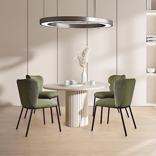 KirKasa Stuhl Cord, Esszimmerstühle 4er Set, Modern Küchenstuhl Polsterstuhl Wohnzimmerstuhl Sessel Grün, Sitzfläche aus Kordsamt, Metallbeine für Esszimmer, Wohnzimmer, Küche