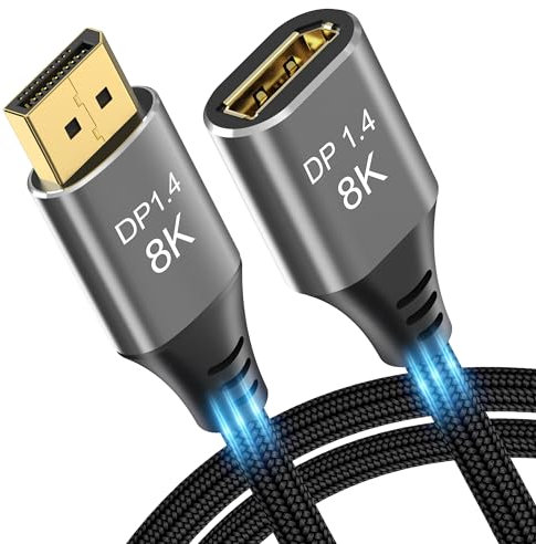 DGHUMEN DisplayPort Extension Cable 1M, 8K@60Hz,4K@120Hz DisplayPort 1.4 Male to Female Extension Cable, Braided DP to DP Extended Cord for Gaming Monitor, TV, PC, Laptop